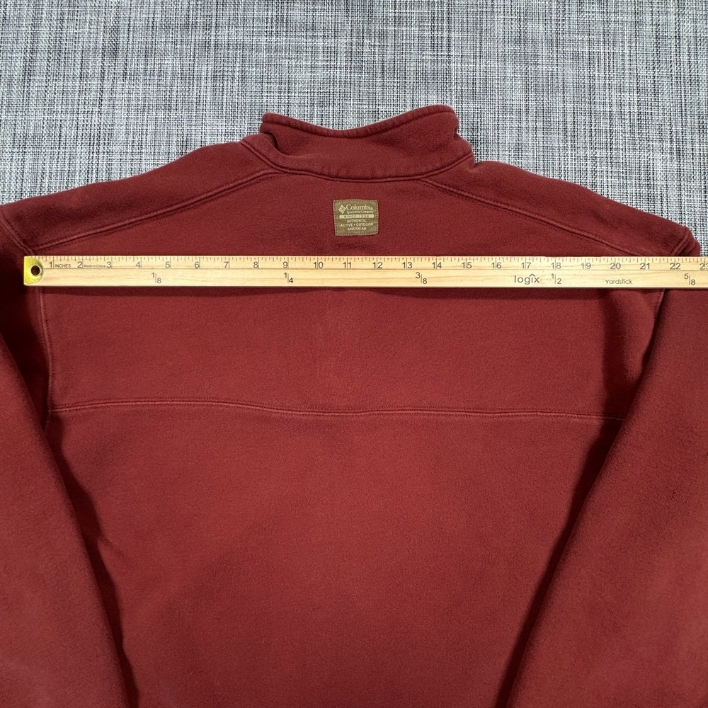 Columbia Mens Large Rust Quarter Zip Sweatshirt Cotton Blend Elbow Patches - Picture 6 of 9